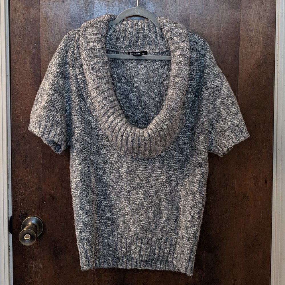 Kensie Chunk Knit Grey Boat Neck Sweater